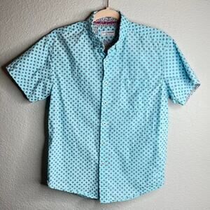 Eight Avenue Sz Small Novelty Print Button Up Collared Short Sleeve Shirt